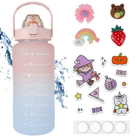 

Willkey 2 Litre Motivational Water Bottle with Time Markings Large Capacity Water Jug Portable Sport Drinking Bottle with Straw and Handle BPA Free Drink Mug for Travel Outdoor Home Office