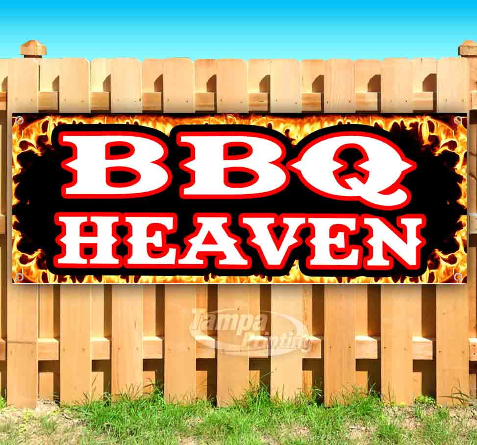 Store Flag, Advertising Many Sizes Available New BBQ Heaven 13 oz Heavy Duty Vinyl Banner Sign with Metal Grommets