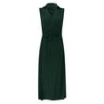 thumbnail image 6 of Bigersell Womens Summer Sleeveless T Shirt Dress Women's Casual Loose Bandage Sleeveless Solid V-Neck Ankle-Length Dress Big & Tall Faux-Wrap Dress Style 9320, Female Mid-Length Dresses Army Green M, 6 of 7