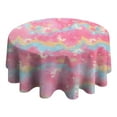 thumbnail image 4 of Pink Tie Dye Pattern Round Tablecloth 60"x60",Wrinkle Wipeable Table Cloth for Kitchen Dining Room Picnic Patio Party, 4 of 6