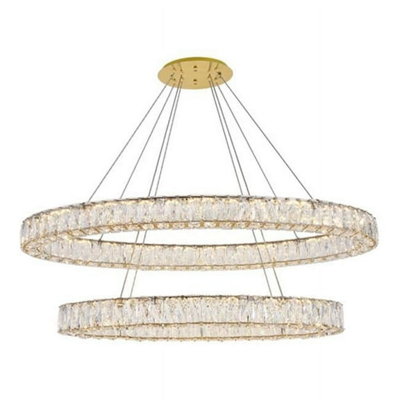 Monroe Integrated LED Light Gold Chandelier, Clear Royal Cut Crystal - 41 x 41 x 10.90 in.