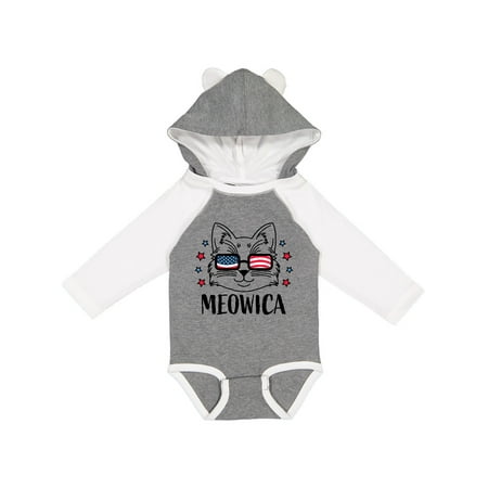 

Inktastic 4th of July Meowica Cat in Flag Sunglasses Gift Baby Boy or Baby Girl Long Sleeve Bodysuit