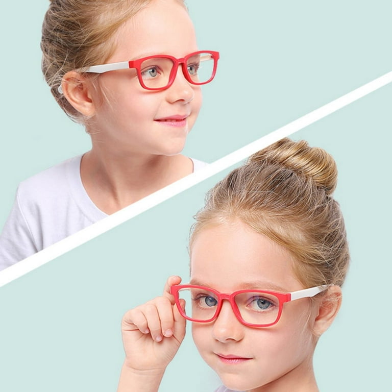 Kids Childrens Anti-Blu-ray Glasses Nerd Retro Silicone Clear Lens Eye Glasses Soft Frame, Children Optical Glasses Flexible Eyeglasses Girls Boys
