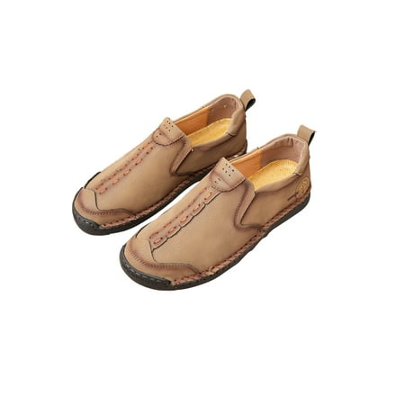 

Rotosw Men Walking Shoe Slip On Casual Shoes Vintage Flats Breathable Soft Sole Loafer Outdoor Lightweight Loafers Khaki 9
