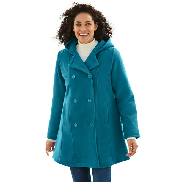 Woman Within Women S Plus Size Double, Hooded Peacoat Plus Size