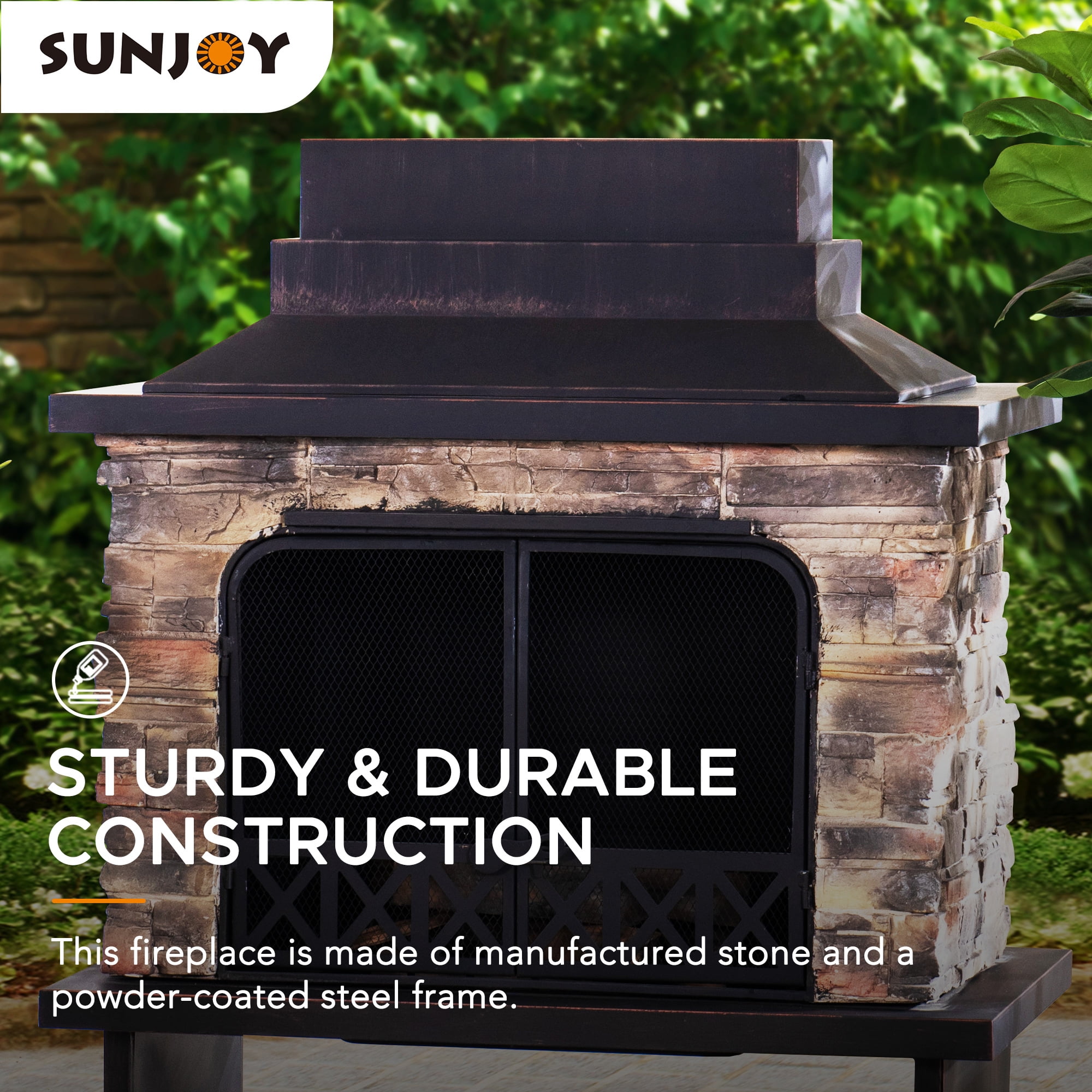 Sunjoy Farmington Wood Burning Outdoor Fireplace - Walmart.com