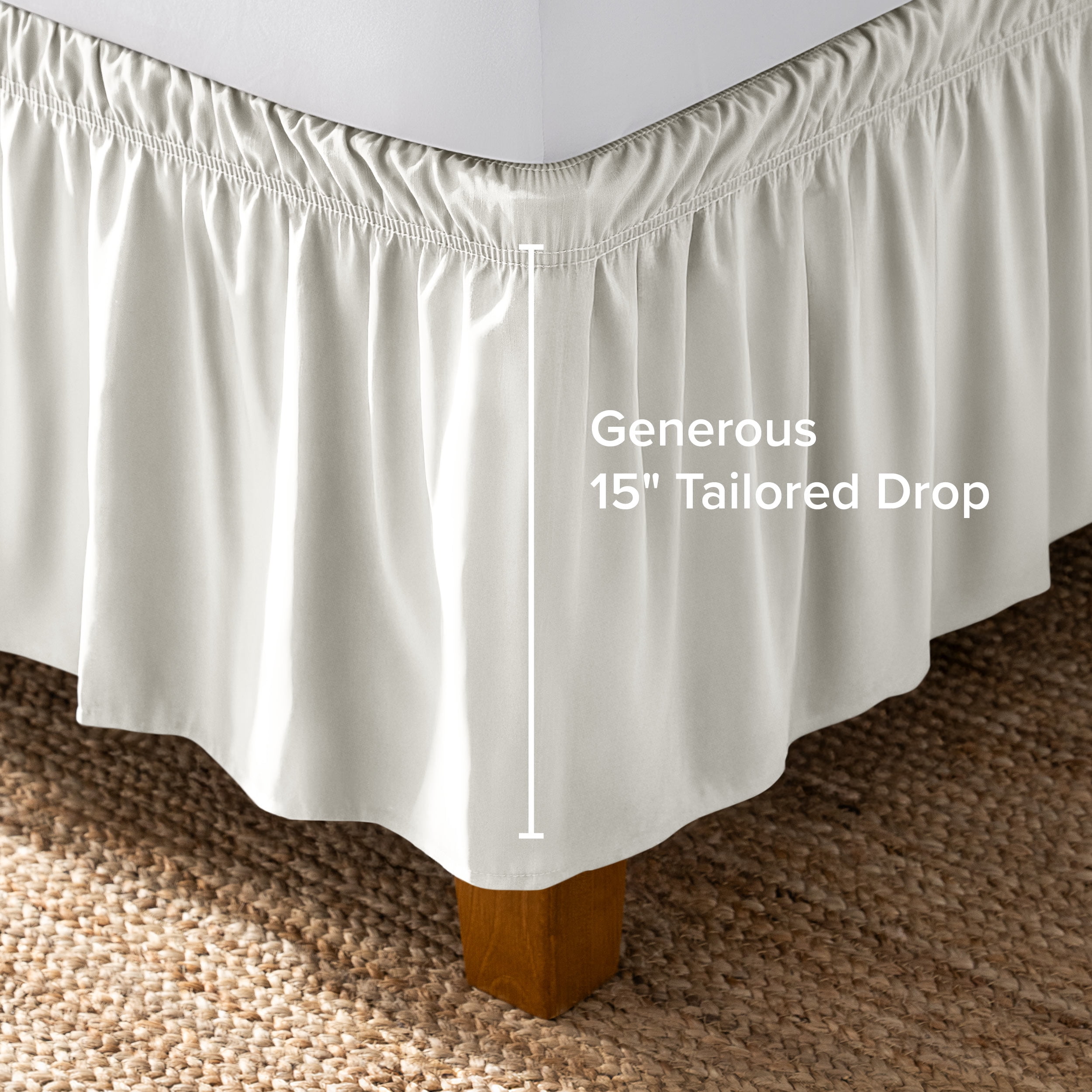 Bare Home  Adjustable Wrap Around Bed Skirt Twin XL - Cream