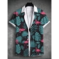 thumbnail image 2 of Conjunto de vacaciones de playa hawaiana con estampado tropical de verano 2024 para hombre, camiseta de manga corta con estampado de plantas y árboles de coco, camisa de tela elástica en 4 direcciones, 2 of 5