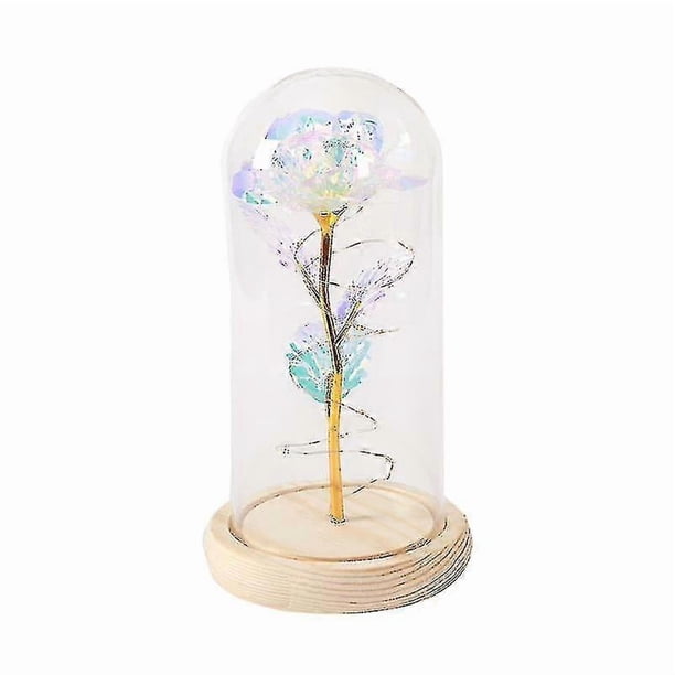 Mother's Day Birthday Mom Gifts Artificial Flower Rose Led Light In Glass Dome