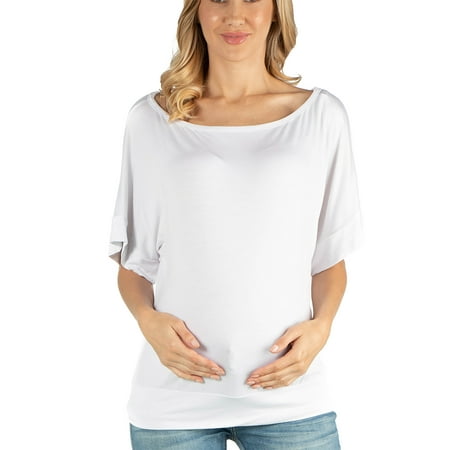

24seven Comfort Apparel Loose Fit Dolman Maternity Top with Wide Sleeves M011214 Made in USA