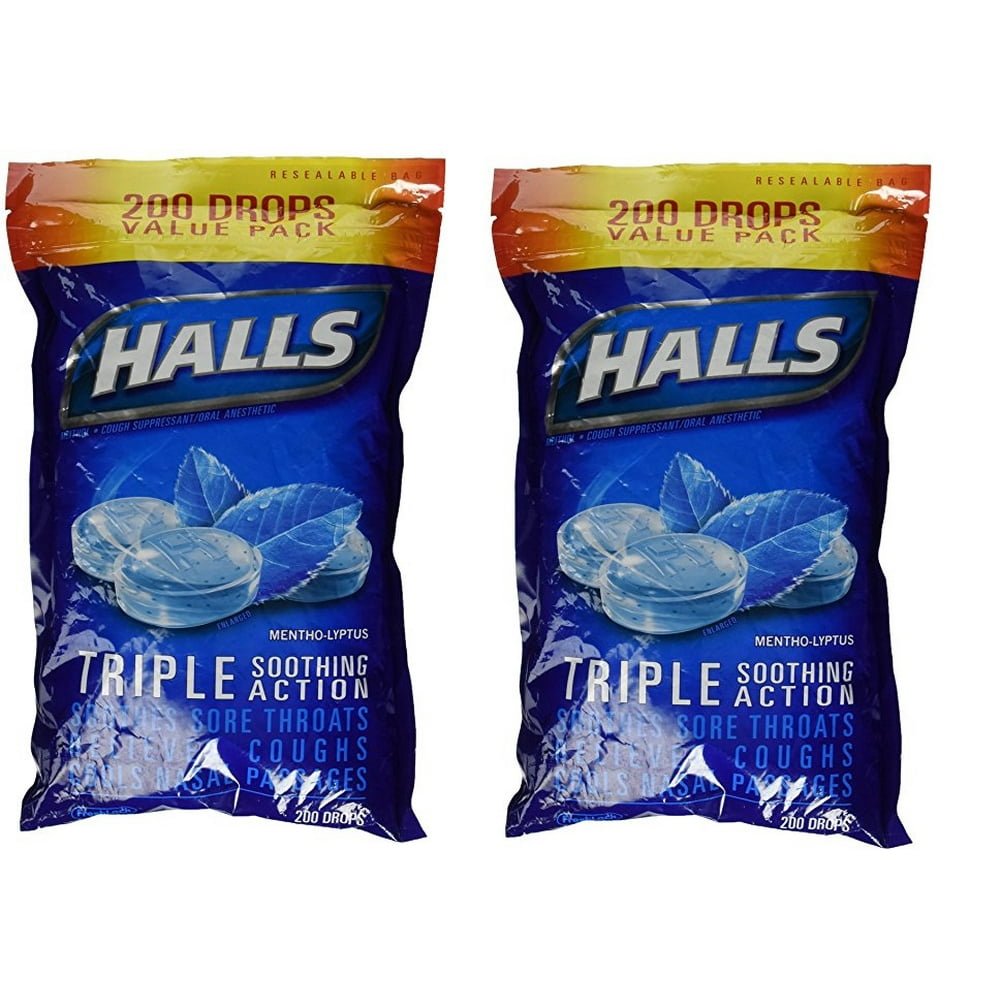 HALLS MenthoLyptus Menthol Cough Suppressant/Oral Anesthetic, 2 Pack