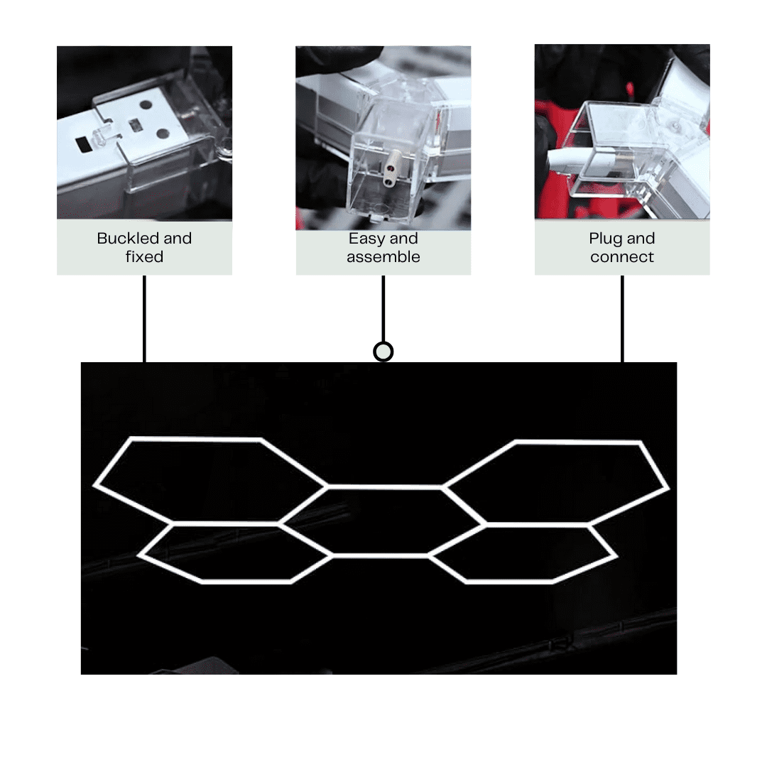 Hexagon Garage Lights 216W 25920 Lumens Honeycomb LED 5 Grid High Brightness, Easy Install
