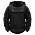 thumbnail image 3 of guisaled Cargo Hoodies for Men Half Zip Up Tactical Pullover Tops Long Sleeve Drawstring Military Warm Hooded Outdoor Adventure Jacket Coats Christmas Gift, 3 of 4
