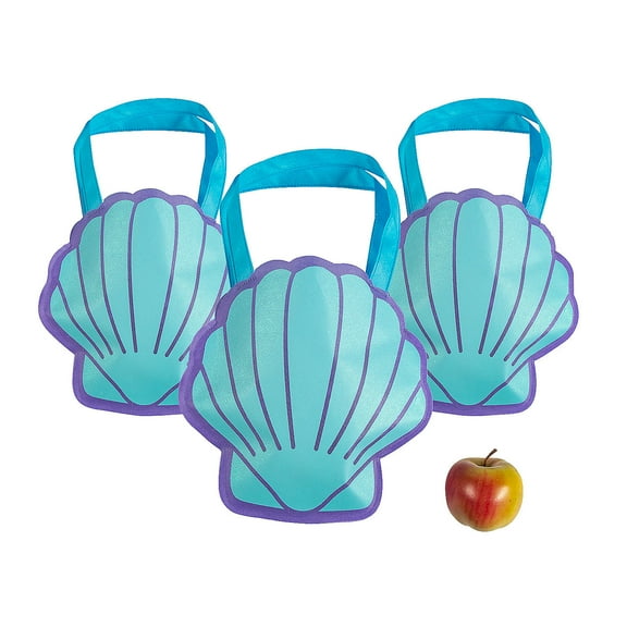 Medium Sea Shell-Shaped Tote Bags, Apparel Accessories, Birthday, Party Favors, 12 Pieces