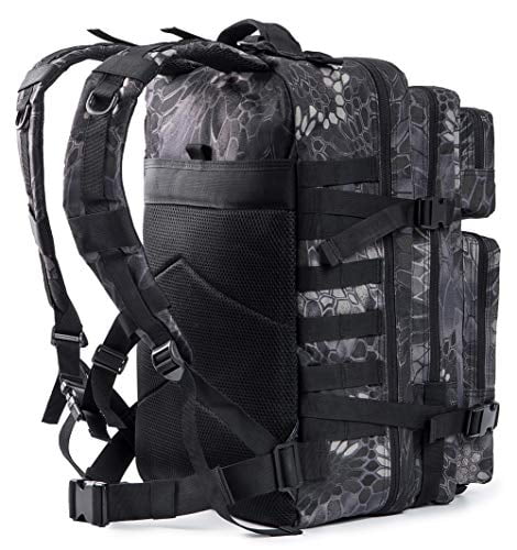 QT&QY 45L Molle Hiking Backpack Outdoor Travel Daypack 17 Inch Laptop Compartment Work Commuter Bag