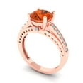 thumbnail image 2 of 2.21ct Round Cut Red Crystal 18k Pink Rose Gold Engraving Statement Bridal Wedding Designer Ring Size 6, 2 of 5