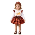 thumbnail image 3 of CAIVO Girls Halloween Maple Leaf Long Sleeve O-Neck Tops And Satin Skirt Baby Toddler Party Outfit Sets With Headband Thanksgiving Clothing Set, 3 of 6