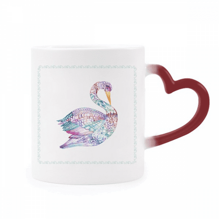 

Colorful Bird Watercolor Heat Sensitive Mug Red Color Changing Stoneware Cup