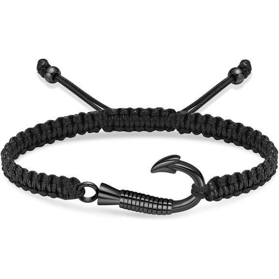 Cremation Jewelry Urn Bracelet for Ashes Stainless Steel Fish Hook Braided Rope Adjustable Bangle Keepsake Human Pet Memorial Gift