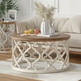 thumbnail image 6 of COZAYH Farmhouse Coffee Table, Distressed Tray Top Table with Curved Motif Frame Base for Boho, Rustic, French Country Decor, Round, White, 6 of 7