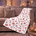 thumbnail image 6 of Sweet Peppermint decorative motif Cane Pattern Living Room Sofa, Festive Holiday Scene, Warm Flannel Blanket for Living Room and Reading Nook, Art Lovers Thanksgiving Gift, Festive Home Decor, 6 of 9