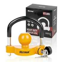 RETRUE Universal Coupler Lock Trailer Locks Ball Hitch Trailer Hitch Lock Adjustable Security Heavy-Duty Steel fits 1-7/8 Inch, 2 Inch, 2-5/16 Inch Couplers, Black