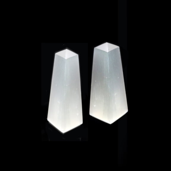 Soul Sticks 2 Pack 4 inch Oblisque Selenite Crystal Towers for Reiki, Healing, and Energy Charging | Made in Morocco