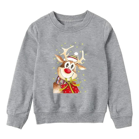 

BELLZELY Family Christmas Pajamas Clearance Parent-child Attire Mommy and Me Matching Outfits Christmas Printed Long Sleeve Round Neck Shirts Tops Pullover Family Matching Kid Sweatshirts