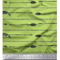 thumbnail image 1 of Soimoi Green Poly Georgette Fabric Dash & Arrow Print Sewing Fabric Yard 52 Inch Wide, 1 of 3