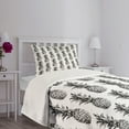 thumbnail image 3 of Ambesonne Pineapple Quilted Bedspread Set 2 Pcs, Vintage Fruit, Twin Size, Black Grey White, 3 of 5