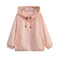thumbnail image 6 of Girls' Sun Protection Jackets Lightweight Comfy Casual Fashion Outwear Hooded Full Zip Coat With Pockets (3-4 Years, Pink), 6 of 7