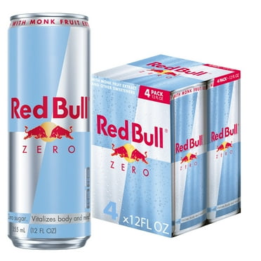 Red Bull Zero Energy Drink, 12 fl. oz., Pack of 4 Cans,  114mg Caffeine, Taurine & B Vitamins
