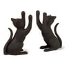 Pack of 2 Playful Pawing Black Cat Aluminum Bookends
