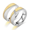 thumbnail image 2 of 14K White Gold Lovers Couple Rings for Women Men bague Gold Color CZ Wedding Promise Ring Engagement Jewelry, 2 of 8