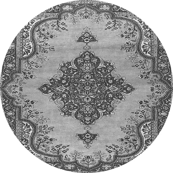 Ahgly Company Indoor Round Medallion Gray Traditional Area Rugs, 5' Round