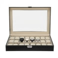 thumbnail image 3 of Uten 24-Slot Watch Box for Men, PU Leather Watch Display Case with Glass Top & Removable Pillows, Luxury Jewelry Organizer & Gift Box for Watch Collection, Black, 3 of 12