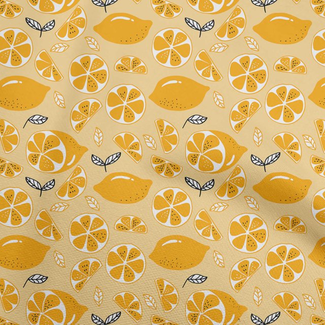 oneOone Velvet Dark Beige Fabric Fruits Lemon Sewing Craft Projects Fabric Prints By Yard 58 Inch Wide