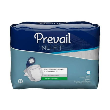 - Prevail Nu-Fit Adult Incontinent Brief NU-013/1 Large Case of 72, Blue