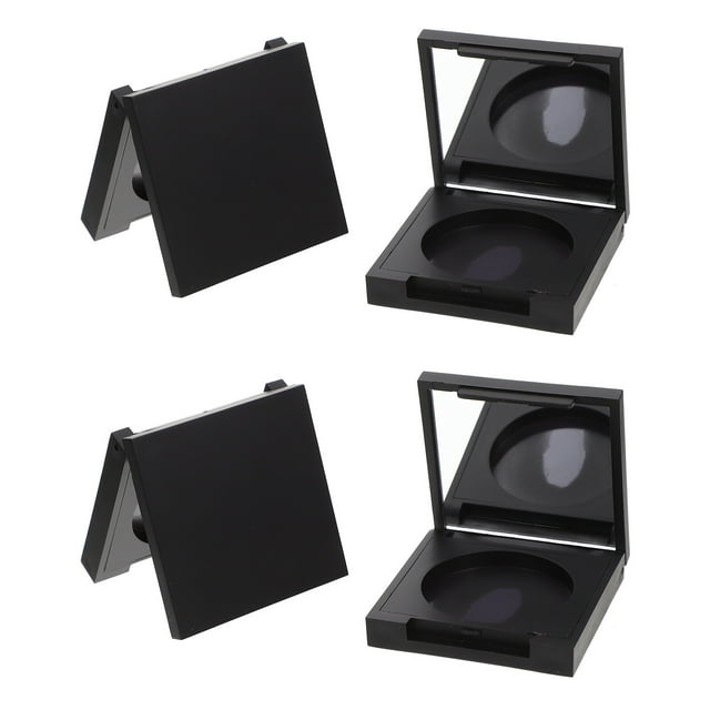 Miangastore 4Pcs Eyeshadow Box Portable Customizable Black Square with Circular Inner Mirror