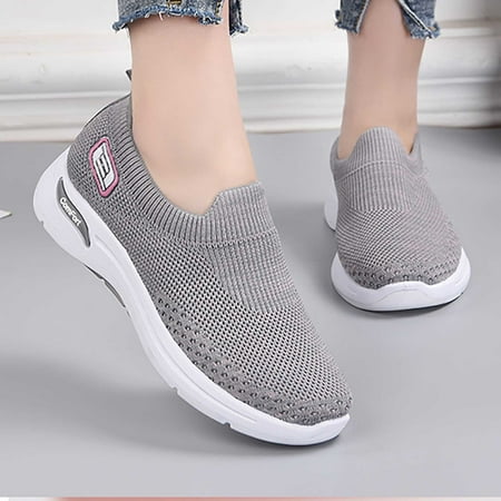 

YOTAMI Womens Fashion Sneakers Flying Woven Mesh Lace-up Breathable Soft-Soled Running Shoes Outdoor Comfortable Casual Shoes Walking Tennis Basketball Climbing Round-Toe Non-Slip Shoes Gray 6
