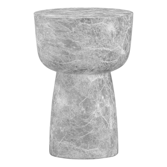 Pemberly Row Table d'Appoint Contemporaine Gris en Faux Marbre pour Intérieur/extérieur