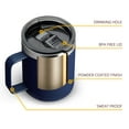 thumbnail image 5 of ALOUFEA Taza de café aislada de acero inoxidable de 12 oz con asa, taza de viaje al vacío de doble pared, vaso con tapa deslizante, azul marino, 5 of 5