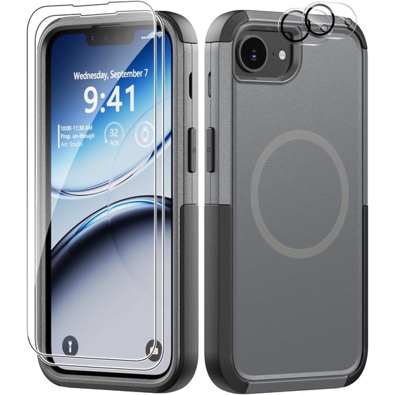 Diverbox for iPhone 16e 17e Case [Compatible with MagSafe] [Shockproof] [Dropproof] [with Screen Protector ] Heavy Duty Protection Phone Case Cover for Apple iPhone 16e 17e 6.1 inch(Gray)