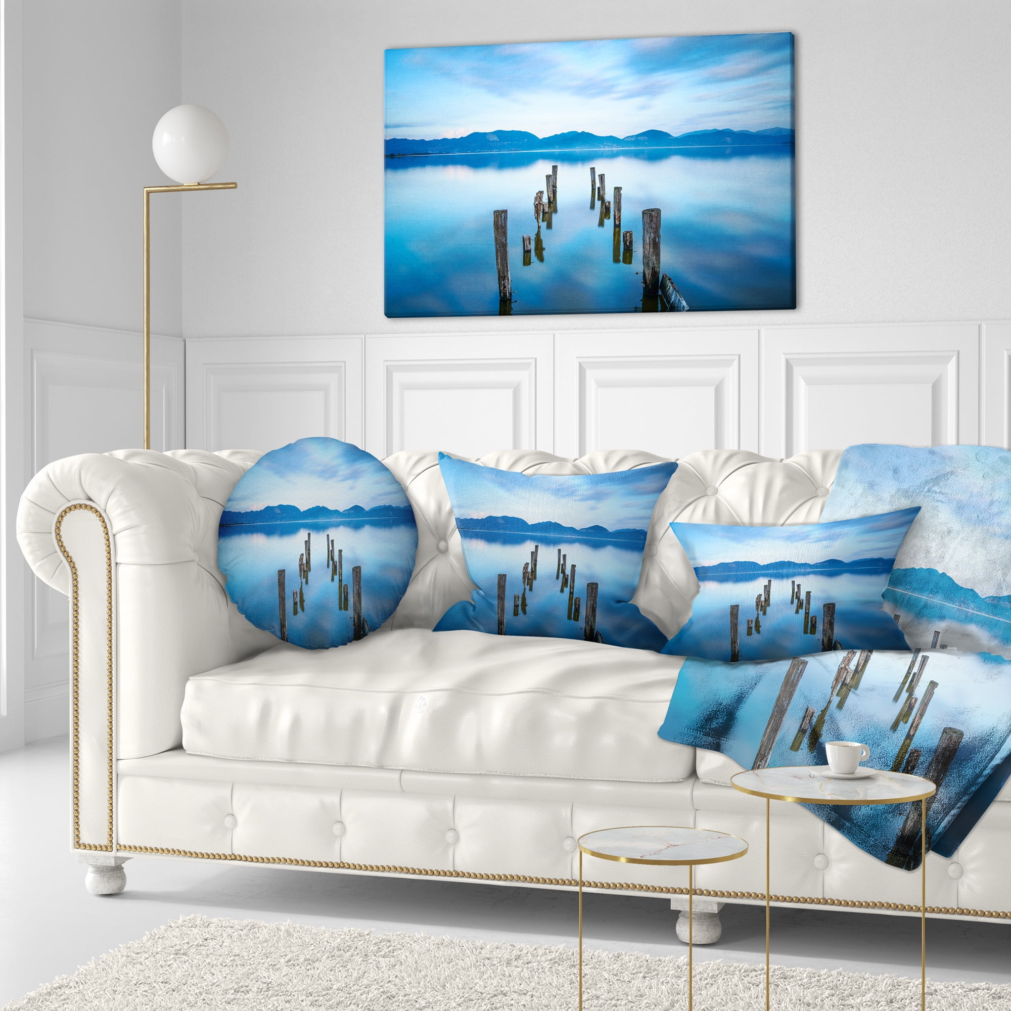 Designart Deep into the Sea Pier - Seascape Throw Pillow - 12x20