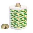 thumbnail image 2 of Island Piggy Bank, Pattern with Hand Drawn Cartoon Style Banana Fruits and Green Leaves Tropical Jungle, Ceramic Coin Bank Money Box for Cash Saving, 3.6" X 3.2", Multicolor, by Ambesonne, 2 of 4