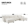 thumbnail image 3 of Harper & Bright Designs Modular Sectional Sofa Set with 2 Ottoman, 4-Seat U-Shaped Couch with Wide Seat, Chenille Upholstered Sectional Sofe with USB and Charger & Petal Armrest, White, 3 of 14
