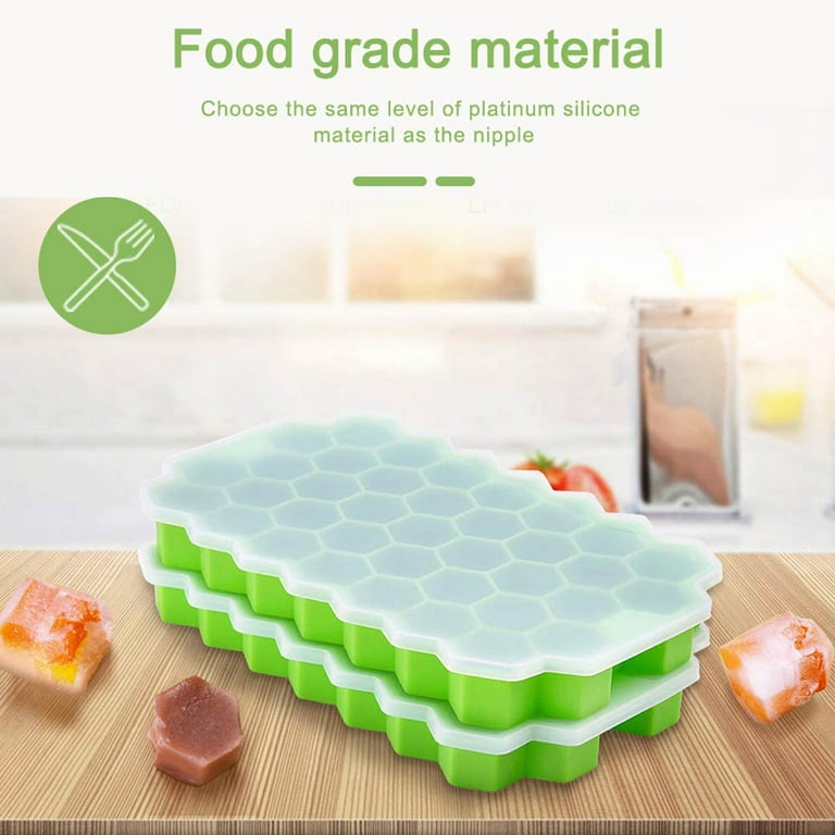 Ice Cube Tray Silicone, Ice Trays for Freezer with Lid (BPA Free