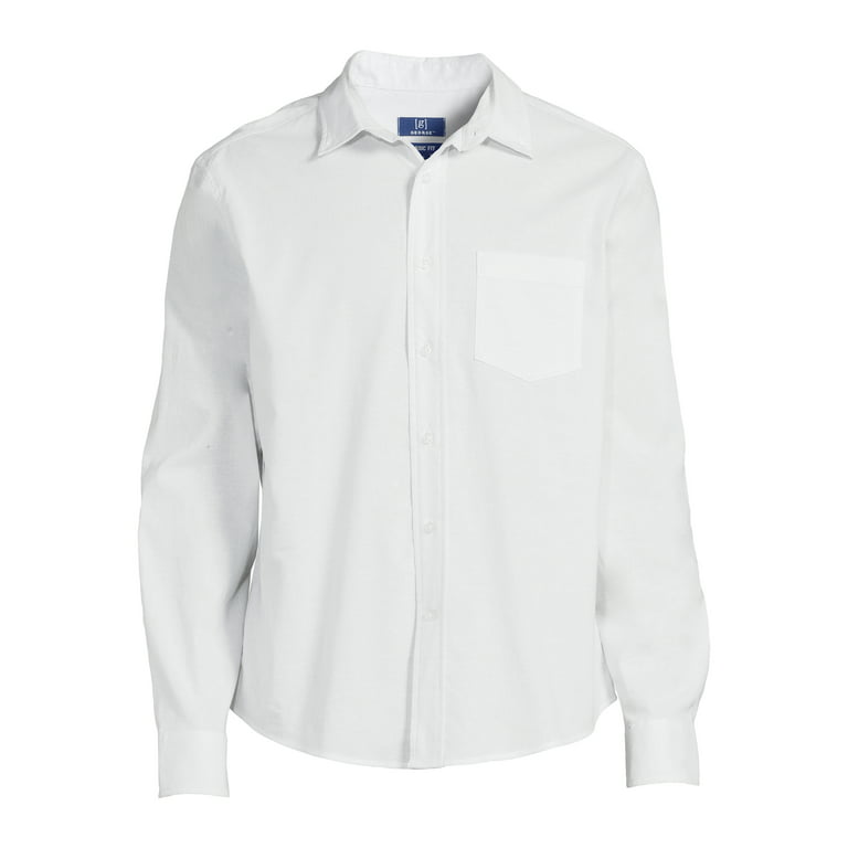 George Men's Long Sleeve Poplin Button-Up Shirt, Size: Medium, White