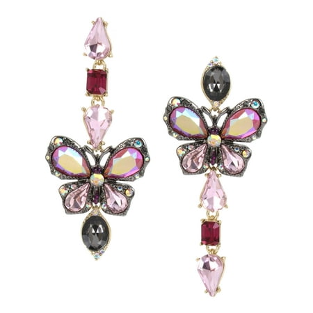 Betsey Johnson Butterfly Mismatch Linear Earrings C80