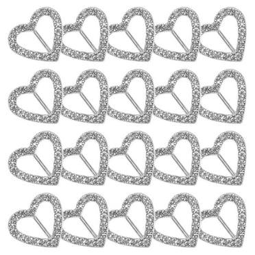WHAMVOX 20Pcs Chair Sash Buckles Heart Shaped Rhinestone Ribbon Buckle Versatile Scarf Buckle